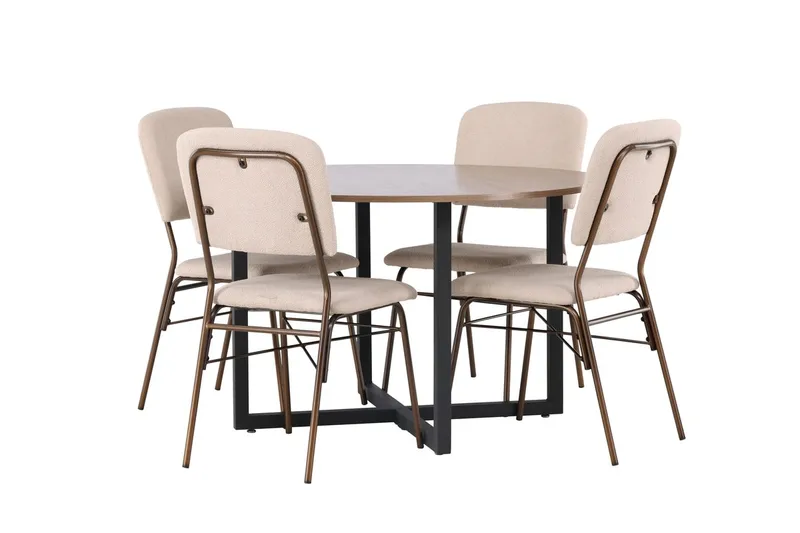 Durango Matbord 120 cm Rund med 4 Seda Matstol - Möbler - Matplats - Matgrupp & matbord med stolar