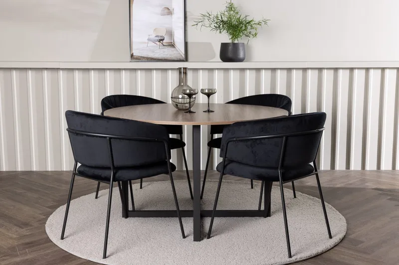Durango Matbord 120 cm Rund med 4 Selma Matstol
