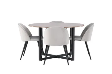 Durango Matbord 120 cm Rund med 4 Velvet Köksstol Sammet - Möbler - Matplats - Matgrupp & matbord med stolar