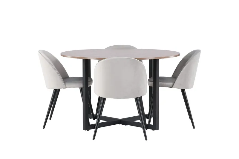 Durango Matbord 120 cm Rund med 4 Velvet Köksstol Sammet - Möbler - Matplats - Matgrupp & matbord med stolar