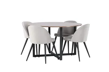Durango Matbord 120 cm Rund med 4 Velvet Köksstol Sammet - Möbler - Matplats - Matgrupp & matbord med stolar