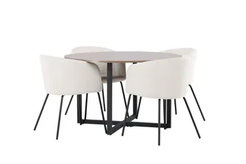 Durango Matgrupp 120 cm Rund med 4 Berit Stolar - Valnöt - Möbler - Matplats - Matgrupp & matbord med stolar