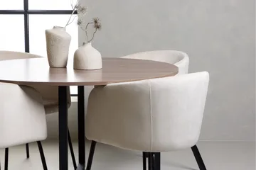 Durango Matgrupp 120 cm Rund med 4 Berit Stolar - Valnöt - Möbler - Matplats - Matgrupp & matbord med stolar