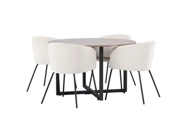 Durango Matgrupp 120 cm Rund med 4 Berit Stolar - Valnöt - Möbler - Matplats - Matgrupp & matbord med stolar