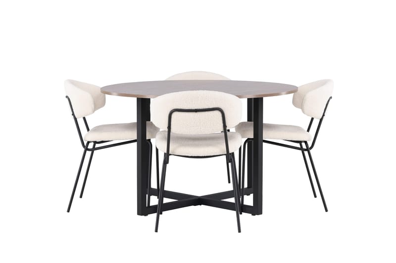 Durango Matgrupp 120 cm Rund med 4 Chico Stolar - Valnöt - Möbler - Matplats - Matgrupp & matbord med stolar