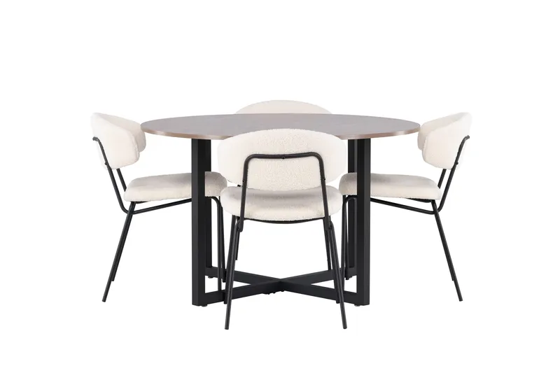 Durango Matgrupp 120 cm Rund med 4 Chico Stolar, Valnöt