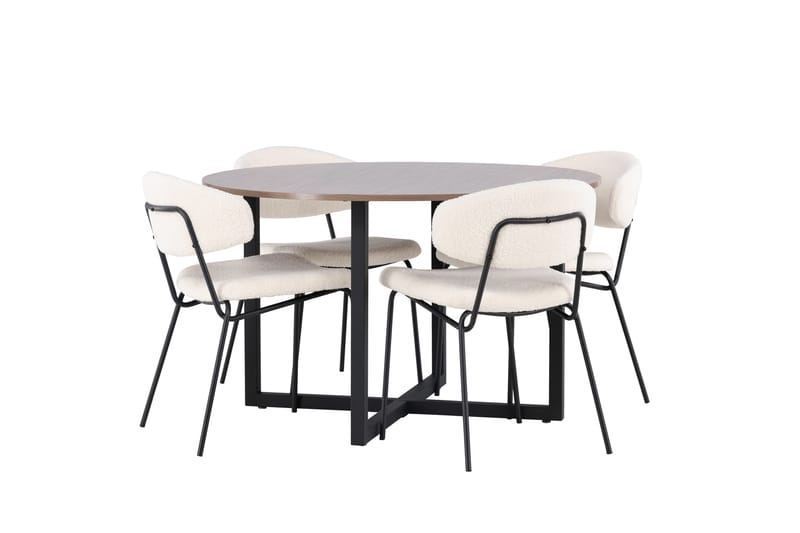 Durango Matgrupp 120 cm Rund med 4 Chico Stolar - Valnöt - Möbler - Matplats - Matgrupp & matbord med stolar