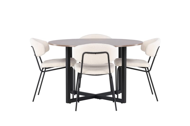 Durango Matgrupp 120 cm Rund med 4 Chico Stolar - Valnöt - Möbler - Matplats - Matgrupp & matbord med stolar