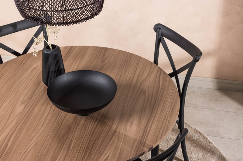 Durango Matgrupp 120 cm Rund med 4 Crosett Stolar - Valnöt - Möbler - Matplats - Matgrupp & matbord med stolar