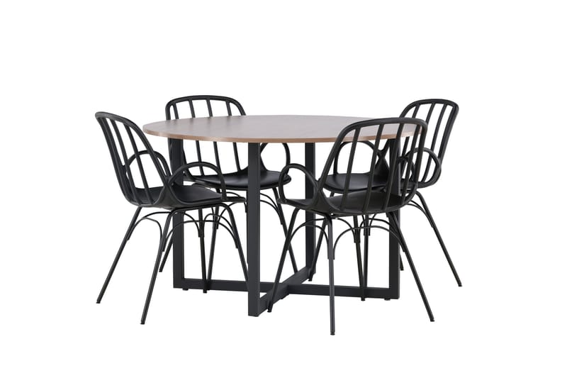 Durango Matgrupp 120 cm Rund med 4 Dyrön Stolar - Valnöt - Möbler - Matplats - Matgrupp & matbord med stolar
