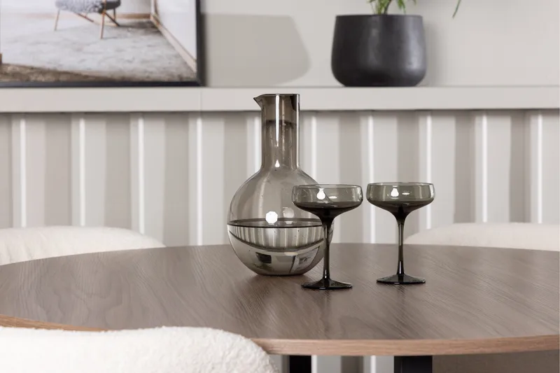 Durango Matgrupp 120 cm Rund med 4 Edina Stolar - Valnöt - Möbler - Matplats - Matgrupp & matbord med stolar