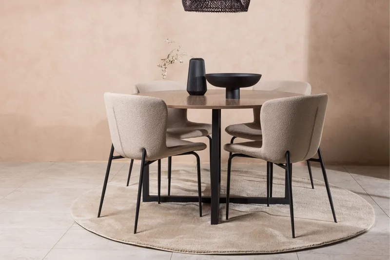 Durango Matgrupp 120 cm Rund med 4 Modesto Stolar - Valnöt - Möbler - Matplats - Matgrupp & matbord med stolar