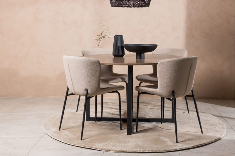 Durango Matgrupp 120 cm Rund med 4 Modesto Stolar - Valnöt - Möbler - Matplats - Matgrupp & matbord med stolar