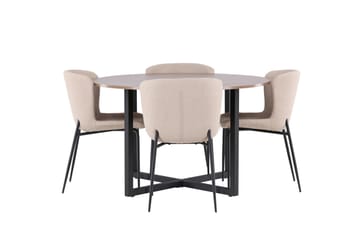 Durango Matgrupp 120 cm Rund med 4 Modesto Stolar - Valnöt - Möbler - Matplats - Matgrupp & matbord med stolar