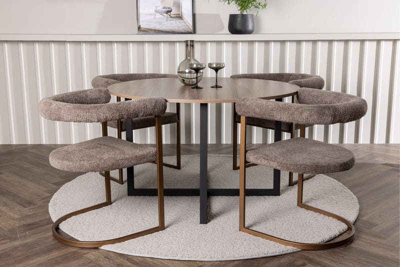 Durango Matgrupp 120 cm Rund med 4 Morning Stolar - Valnöt - Möbler - Matplats - Matgrupp & matbord med stolar