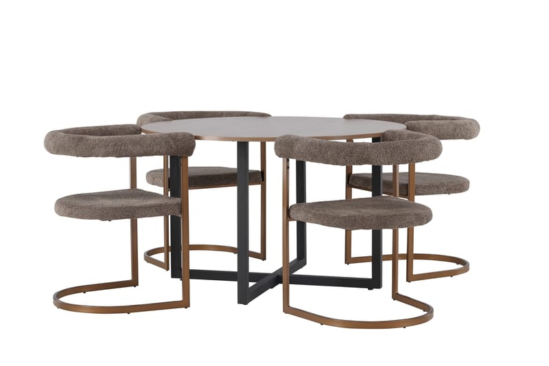 Durango Matgrupp 120 cm Rund med 4 Morning Stolar - Valnöt - Möbler - Matplats - Matgrupp & matbord med stolar