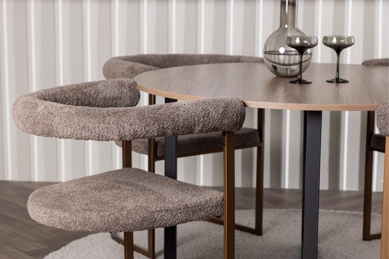 Durango Matgrupp 120 cm Rund med 4 Morning Stolar - Valnöt - Möbler - Matplats - Matgrupp & matbord med stolar