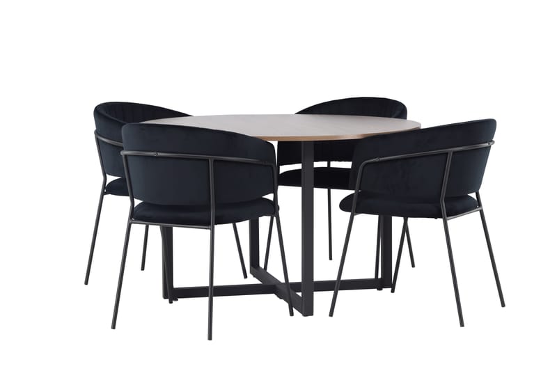 Durango Matgrupp 120 cm Rund med 4 Selma Stolar - Valnöt - Möbler - Matplats - Matgrupp & matbord med stolar