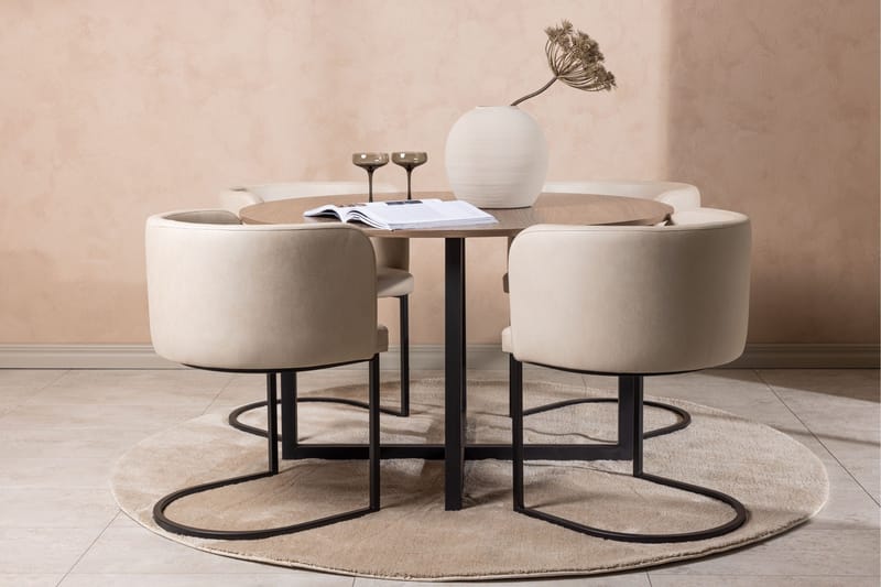 Durango Matgrupp 120 cm Rund med 4 Simrishamn Stolar - Valnöt - Möbler - Matplats - Matgrupp & matbord med stolar