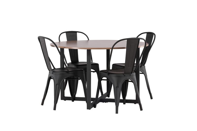 Durango Matgrupp 120 cm Rund med 4 Tempe Stolar - Valnöt - Möbler - Matplats - Matgrupp & matbord med stolar