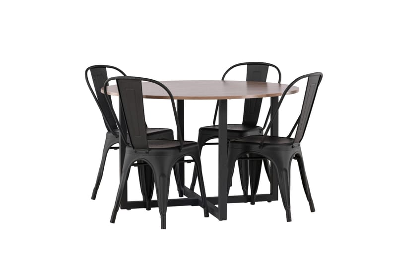 Durango Matgrupp 120 cm Rund med 4 Tempe Stolar - Valnöt - Möbler - Matplats - Matgrupp & matbord med stolar