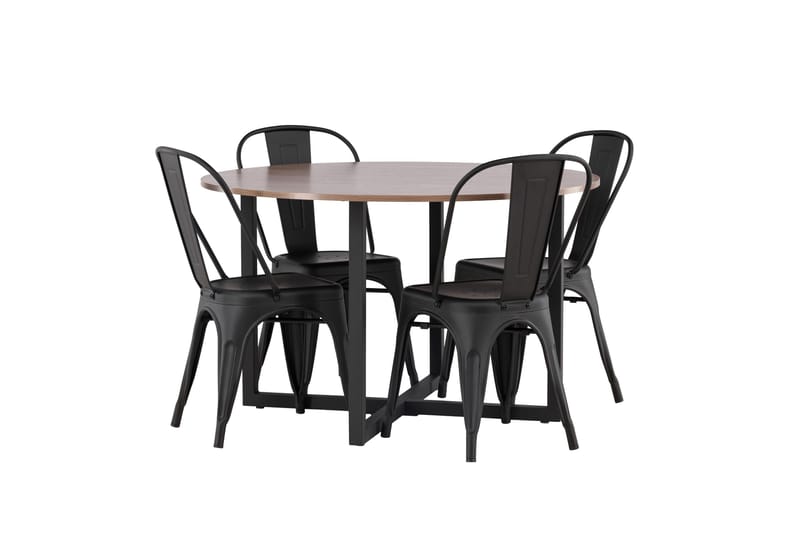 Durango Matgrupp 120 cm Rund med 4 Tempe Stolar - Valnöt - Möbler - Matplats - Matgrupp & matbord med stolar