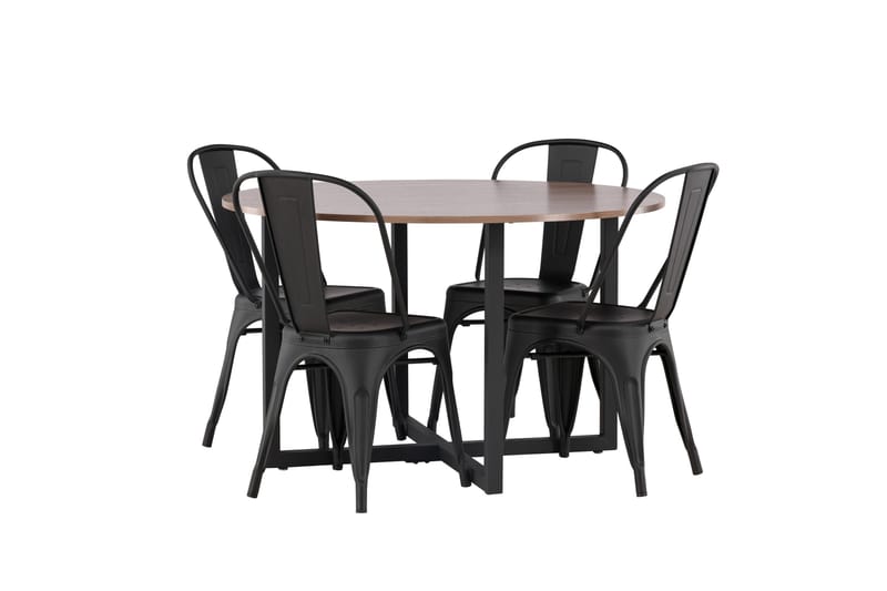 Durango Matgrupp 120 cm Rund med 4 Tempe Stolar - Valnöt - Möbler - Matplats - Matgrupp & matbord med stolar