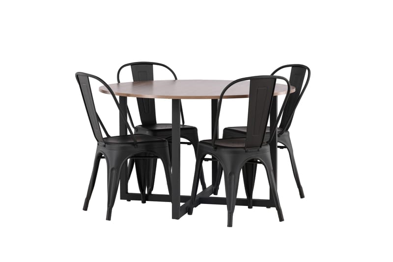 Durango Matgrupp 120 cm Rund med 4 Tempe Stolar - Valnöt - Möbler - Matplats - Matgrupp & matbord med stolar