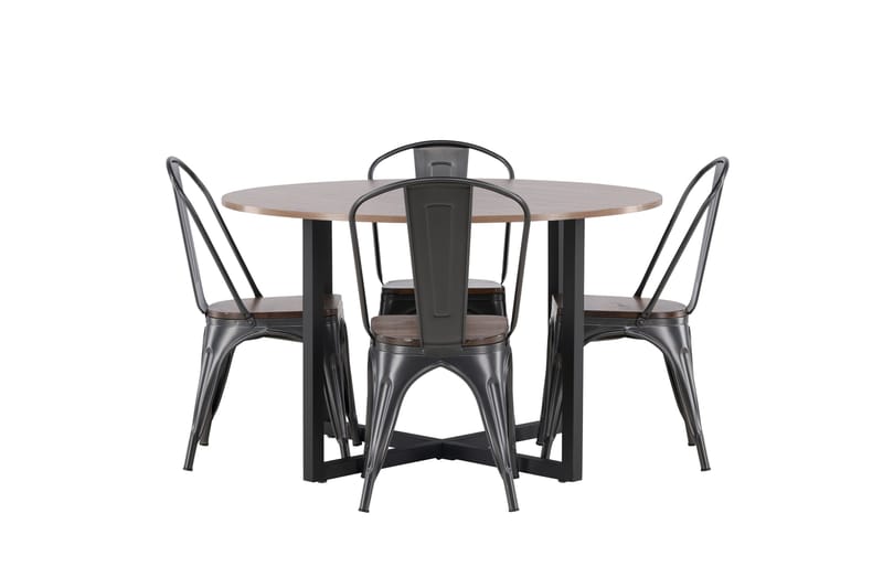 Durango Matgrupp 120 cm Rund med 4 Tempe Stolar - Valnöt - Möbler - Matplats - Matgrupp & matbord med stolar