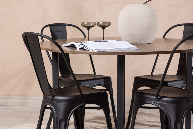 Durango Matgrupp 120 cm Rund med 4 Tempe Stolar - Valnöt - Möbler - Matplats - Matgrupp & matbord med stolar