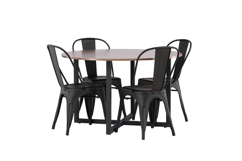 Durango Matgrupp 120 cm Rund med 4 Tempe Stolar - Valnöt - Möbler - Matplats - Matgrupp & matbord med stolar