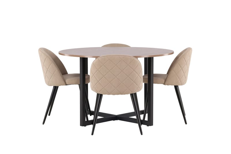 Durango Matgrupp 120 cm Rund med 4 Velvets Stolar - Valnöt - Möbler - Matplats - Matgrupp & matbord med stolar