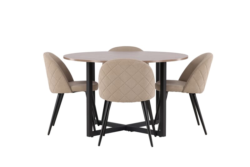 Durango Matgrupp 120 cm Rund med 4 Velvets Stolar - Valnöt - Möbler - Matplats - Matgrupp & matbord med stolar