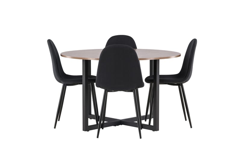 Durango Matgrupp 120 cm Rund med 4 Polar Stolar, Valnöt