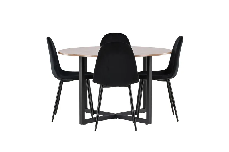 Durango Matgrupp 120 cm Rund med 4 Polar Stolar - Valnöt - Möbler - Matplats - Matgrupp & matbord med stolar