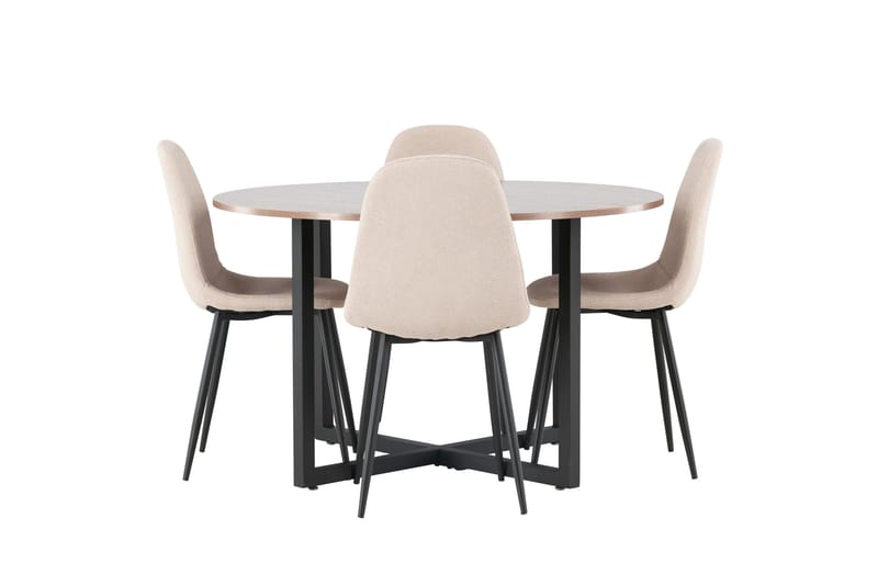 Durango Matgrupp 120 cm Rund med 4 Polar Stolar, Valnöt