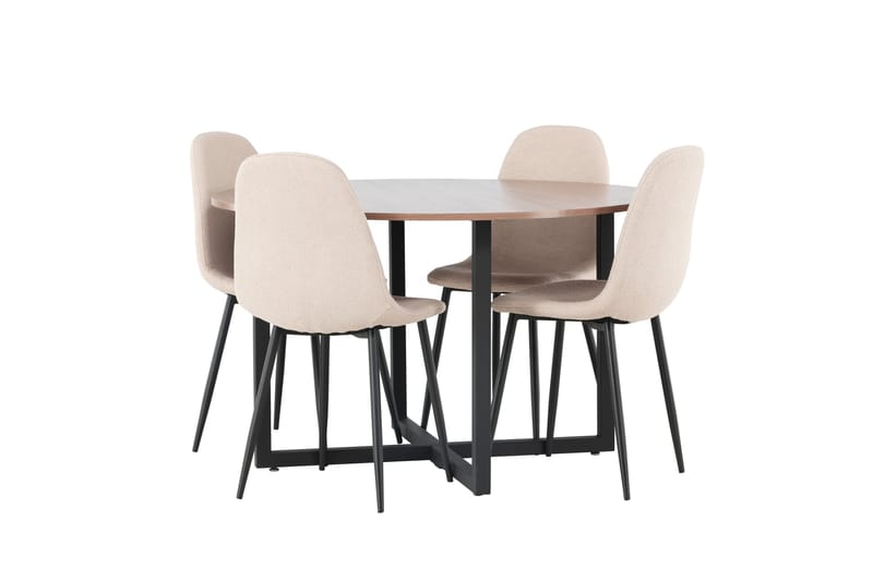Durango Matgrupp 120 cm Rund med 4 Polar Stolar - Valnöt - Möbler - Matplats - Matgrupp & matbord med stolar