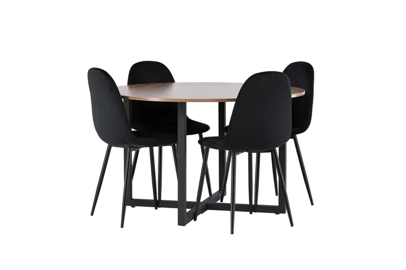 Durango Matgrupp 120 cm Rund med 4 Polar Stolar - Valnöt - Möbler - Matplats - Matgrupp & matbord med stolar