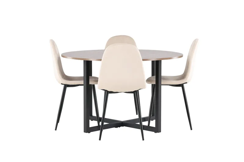 Durango Matgrupp 120 cm Rund med 4 Polar Stolar, Valnöt