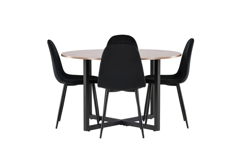 Durango Matgrupp 120 cm Rund med 4 Polar Stolar - Valnöt - Möbler - Matplats - Matgrupp & matbord med stolar