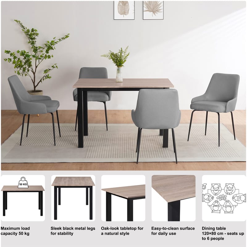 Durham Matbord 120x80 cm - Ekbrun och svart - Möbler - Matplats - Matbord & köksbord