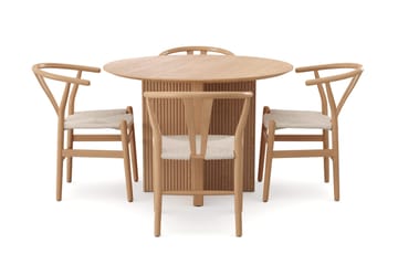 Edda Matgrupp runt 110 cm Ek med 4 Dastoori Matstolar - Ek - Möbler - Matplats - Matgrupp & matbord med stolar