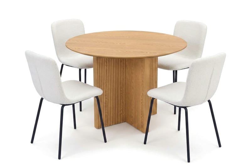 Edda Matgrupp runt 110 cm Ek med 4 Katy Matstolar - Ek - Möbler - Matplats - Matgrupp & matbord med stolar