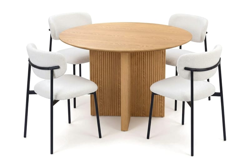 Edda Matgrupp runt 110 cm Ek med 4 Lucy Matstolar - Ek - Möbler - Matplats - Matgrupp & matbord med stolar