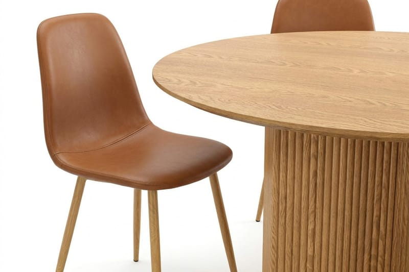 Edda Matgrupp runt 110 cm Ek med 4 Nibe Matstolar - Ek - Möbler - Matplats - Matgrupp & matbord med stolar