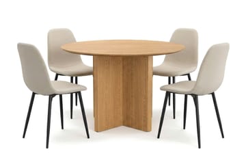 Edda Matgrupp runt 110 cm Ek med 4 Nibe Matstolar - Ek - Möbler - Matplats - Matgrupp & matbord med stolar