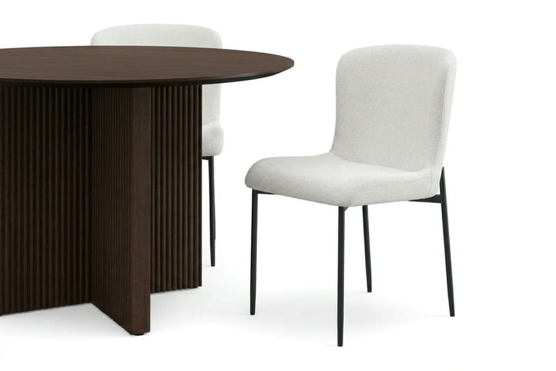 Edda Matgrupp runt 110 cm Rökt Ek med 4 Elsie Matstolar - Rökt ek/Vit - Möbler - Matplats - Matgrupp & matbord med stolar
