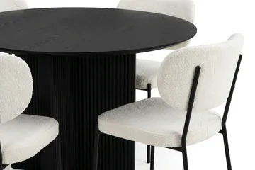 Edda Matgrupp runt 110 cm Svart med 4 Gemmiano Matstolar - Svartlaserad ek - Möbler - Matplats - Matgrupp & matbord med stolar