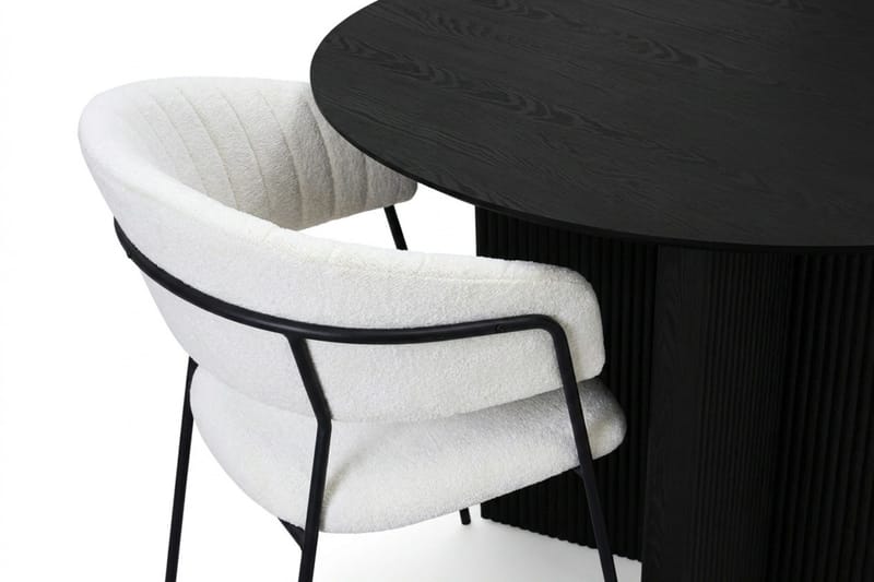 Edda Matgrupp runt 110 cm Svart med 4 Karol Matstolar - Svart - Möbler - Matplats - Matgrupp & matbord med stolar