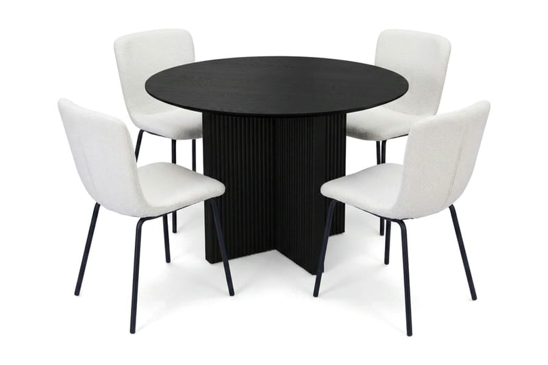 Edda Matgrupp runt 110 cm Svart med 4 Katy Matstolar - Svart - Möbler - Matplats - Matgrupp & matbord med stolar